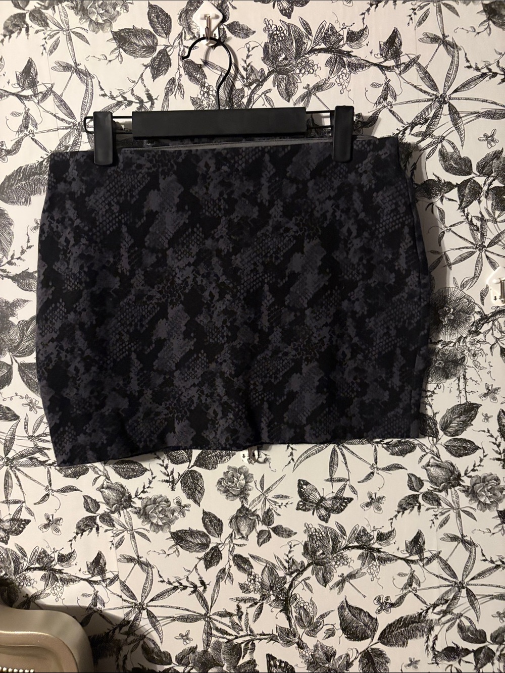 Express Black and Charcoal Snake-Print Mini Skirt
